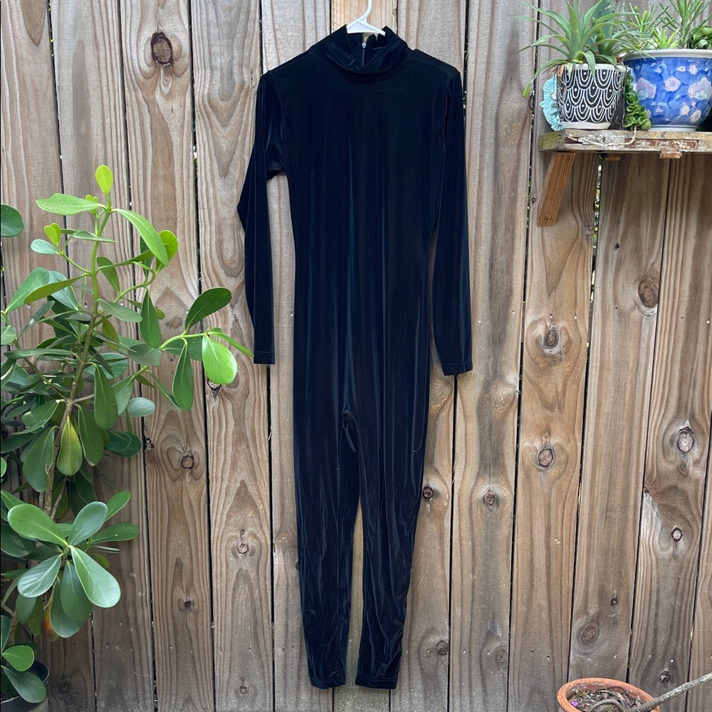 Vintage Black Velour Cat Suit